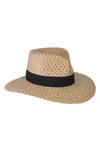 Eric Javits Cannes Ii Wide Brim Woven Fedora In Nat/blk