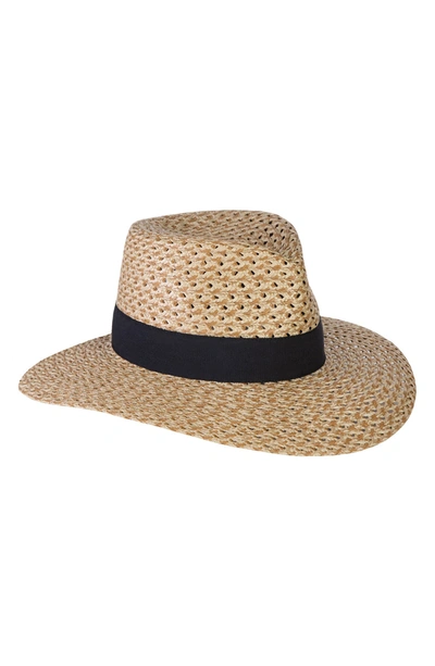 Eric Javits Cannes Ii Wide Brim Woven Fedora In Nat/blk