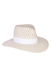 Eric Javits Cannes Ii Wide Brim Woven Fedora In White Mix