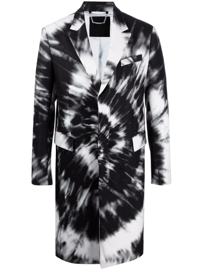 Philipp Plein Single-breasted Tie-dye Coat In Black