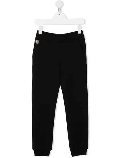 PHILIPP PLEIN JUNIOR CRYSTAL LOGO JOGGING TROUSERS