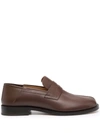 Maison Margiela Tabi-toe Polished-finish Loafers In Brown