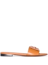 Fendi Brown Signature Leather Sandals In Brown