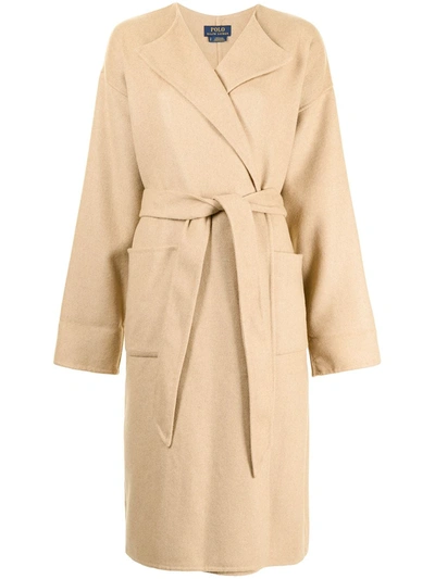 Polo Ralph Lauren Wool-blend Wrap Coat In Neutrals