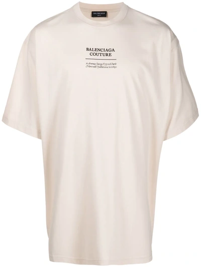 Balenciaga Couture Embroidered Oversized T-shirt In Chalky White Black W