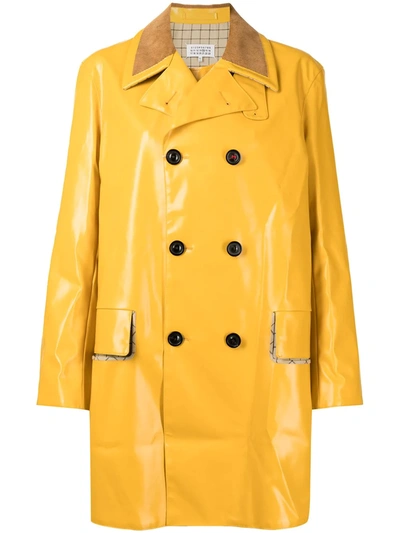 Maison Margiela Double-breasted Glossy Blazer In Yellow