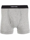 Tom Ford Logo-embroidered Cotton-blend Jersey Boxers In Grey