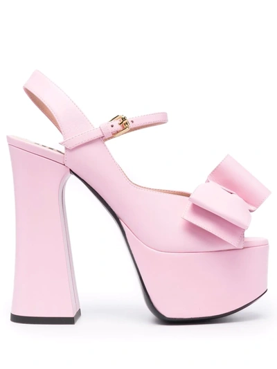Moschino Calfskin High Sandals With Platform In Pink