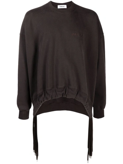 Ambush Brushed-cotton Multicord Crewneck Sweatshirt With Logo Embro In Brown