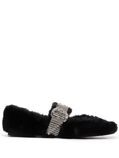 JIMMY CHOO KRISTA FAUX-FUR BALLERINA SHOES