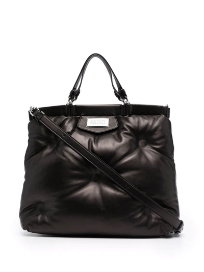 Maison Margiela Quilted Sheepskin Tote In Black
