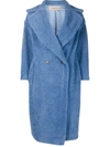 Blanca Vita Tuia Double-breasted Teddy Coat In Blue