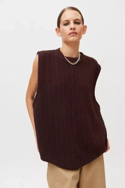 Urban Renewal Recycled Bleached V-neck Sweater Vest In Brown