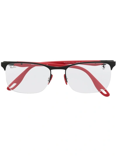 Ray Ban Logo Square Glasses In Red