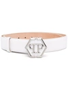 Philipp Plein Logo-plaque Metallic Belt In 白色