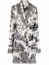 Philipp Plein Intarsia-knit Fringed-edge Cardigan In White