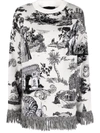 Philipp Plein Intarsia-knit Fringed-edge Jumper In White