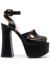 MOSCHINO 140MM ZIP-DETAIL PLATFORM SANDALS