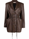 THE MANNEI FITTED-WAIST LEATHER JACKET-DRESS