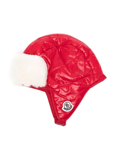 Moncler Babies' Logo Patch Padded Hood In Red