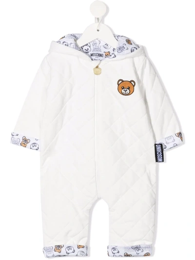 Moschino Babies' Quilted Teddy Bear-motif Romper In White