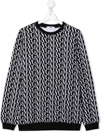 Msgm Teen Logo Print T-shirt In Black