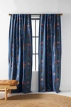 Anthropologie Embroidered Kacie Curtain In Blue
