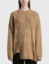 Ambush Beige Patchwork Crewneck Sweater In Beige