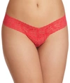 Hanky Panky Petite Size Signature Lace Low Rise Thong Red In Cranberry