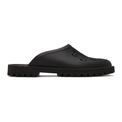 Gucci Black Rubber Gg Slip-on Loafers