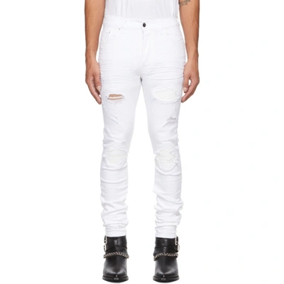 Amiri Mx1 Distressed Skinny-leg Jeans In White