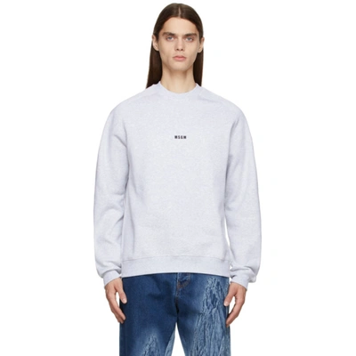 Msgm Logo Printed Crewneck Sweatshirt In Grey