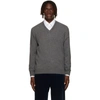 Brunello Cucinelli Fine Gauge Wool & Cashmere V-neck Sweater In Gray