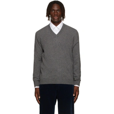 Brunello Cucinelli Fine Gauge Wool & Cashmere V-neck Sweater In Gray