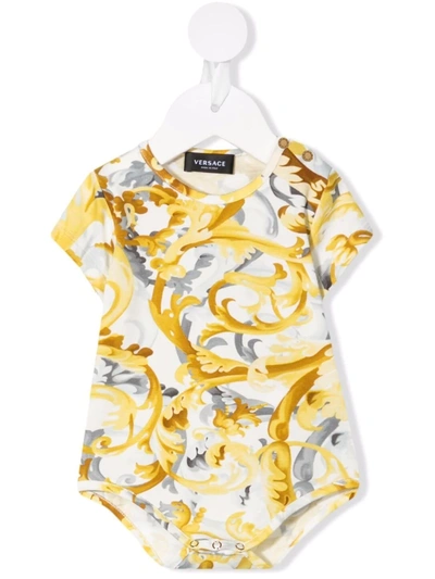 Versace Babies' Baroccoflage Logo-print Body In White