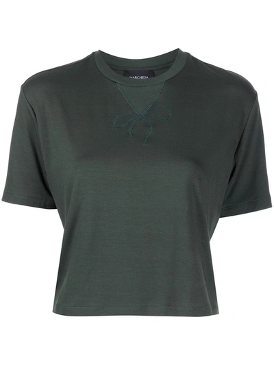 Marchesa Notte Dominique Cropped Jersey T-shirt In Green