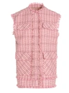 Msgm Tweed Fringe Gilet In Pink