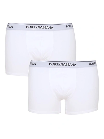 Dolce & Gabbana Pack Of Two Boxers In Bianco