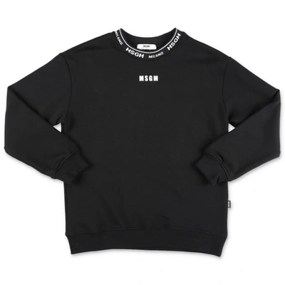 Msgm Teen Logo-intarsia Sweatshirt In Nero