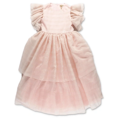 Elie Saab Kids' Layered Glitter Tulle Dress In Rosa