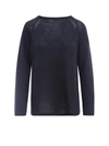 Max Mara Linen Knit Sweater In Dark Blue