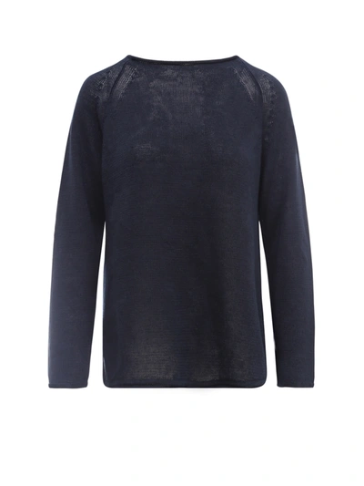 Max Mara Linen Knit Sweater In Dark Blue