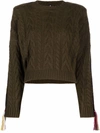 ETRO GREEN WOOL AND CASHMERE CABLE JUMPER,186269150 500