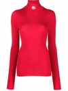 ETRO RED RIBBED WOOL POLO-NECK JUMPER,187289210 600
