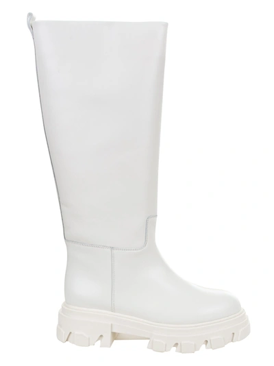 Gia X Pernille Teisbaek 40mm Leather Combat Boots In White