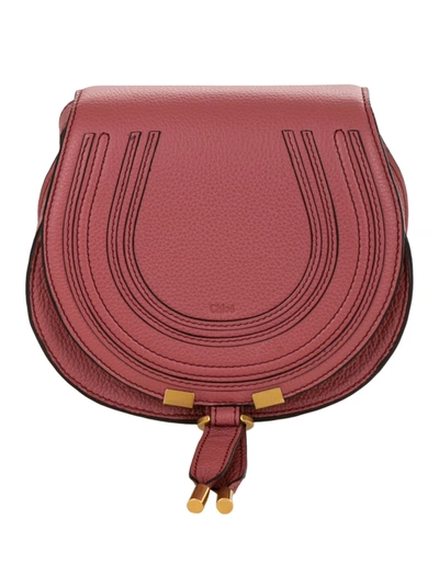 Chloé Marcie Small Saddle Crossbody Bag In Faded Rose