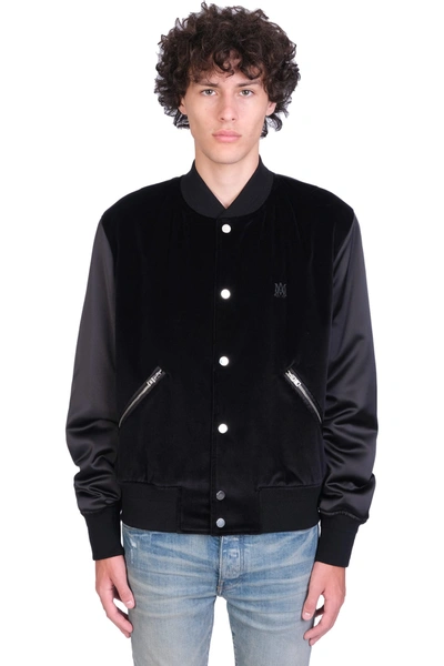 Amiri Black Velvet & Satin Bomber Jacket