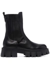 Premiata Combat Boots In Black Leather In Black
