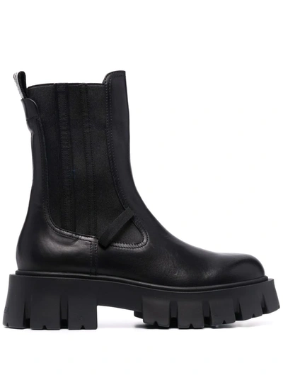 Premiata Combat Boots In Black Leather