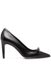 Redv Red (v) Pumps In Smooth Leather With Bow In Black